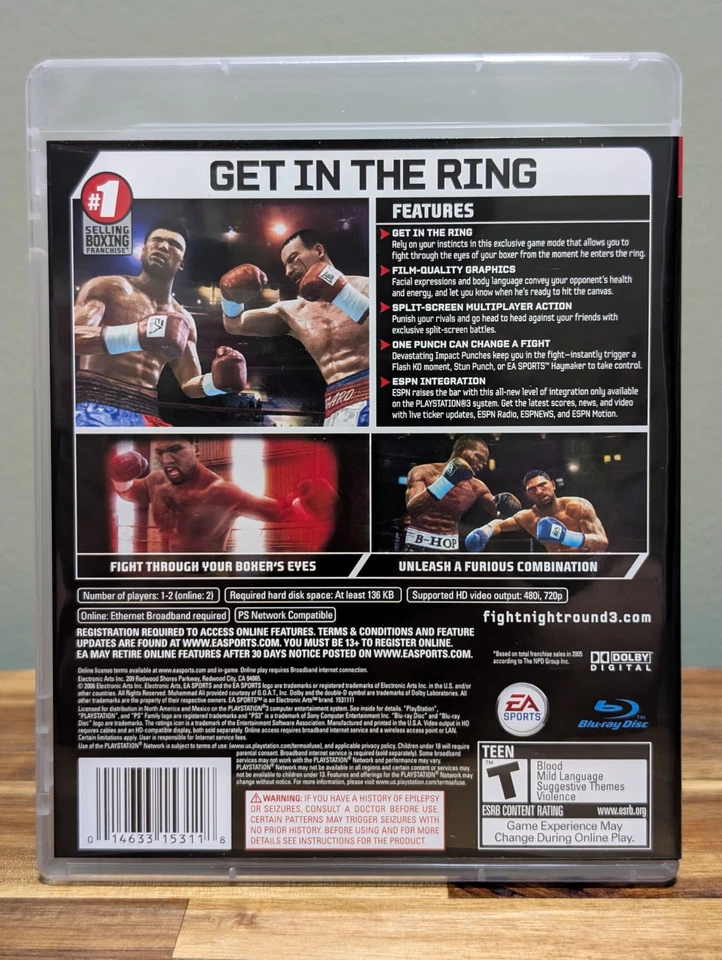 Fight Night Round 3 (PS3 Sony PlayStation 3) CIB - Tested - Near Mint Disc! - Image 3 of 4