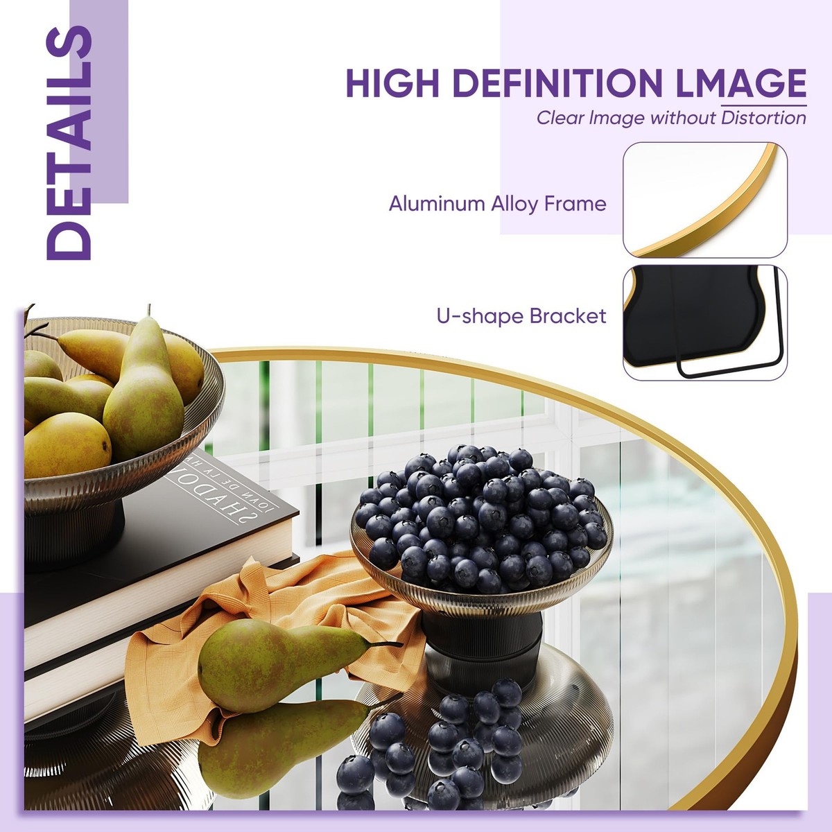 Wavy Full Length Mirror with Stand, 76” x 34
