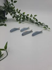 Vintage Koi Fish Blue Painted Porcelain Chopstick Rest 3” L Japan