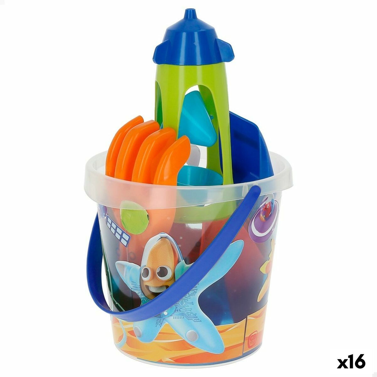 Set de Juguetes de Playa Colorbaby Mr Craby Ø 18 cm Polipropileno [16 Unidade