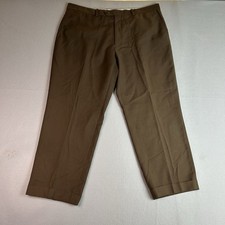 Authentic Vintage Gino Valentino Men Brown Flat Front Straight Dress Pants Sz 38