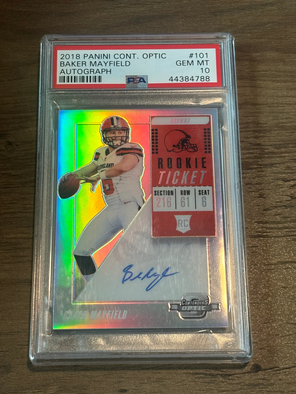 2018 Panini Contenders Optic Baker Mayfield #101 Autograph Rookie Ticket PSA 10