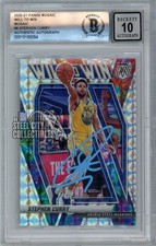 Stephen Curry 2020-21 Panini Mosaic Will to Win Autograph Card #6 BAS 10 (Blue)