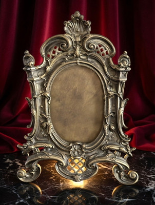 Vintage ZEP Ornate Bronze Picture Frame   Rococo Scrollwork & Lattice Design