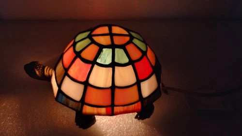 Vintage Tiffany Style Stained Glass Turtle Accent Lamp Night Light On Off Switch