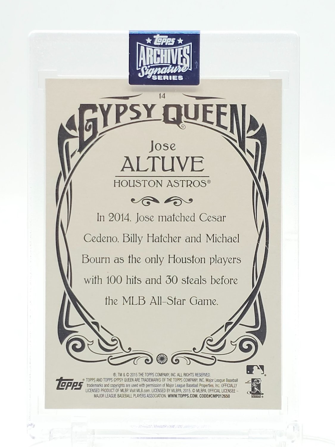 JOSE ALTUVE 2015 TOPPS GYPSY QUEEN ARCHIVES SIGNATURE SERIES AUTO 1/1 Q7872 view 2