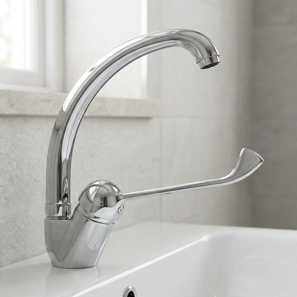 F-Type Basin Mixer Tap Extended Lever Disabled Mobility