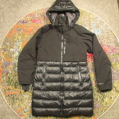 Eddie Bauer Premium Goose Down Puffer Jacket Parka Womens M Black Removable Hood