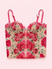 Victoria s Secret Dream Angels Strapless Floral Embroidery Corset Top 32D NWT