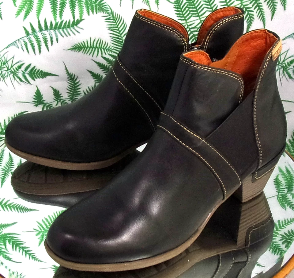 PIKOLINOS ROTTERDAM BLACK LEATHER ANKLE BOOTS SHOES HEELS WOMENS SZ 9 9.5 EU 40 - Image 3 of 4