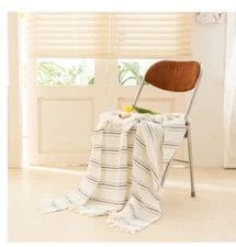 Simple&Opulence Yarn Dyed Striped Cotton Muslin Throw Blanket