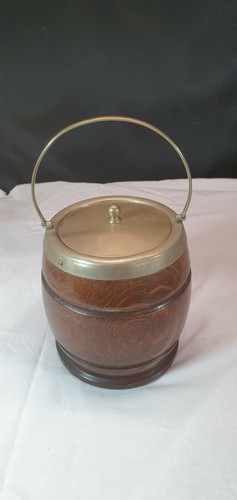 Caddy de té galleta con barril de roble y tapa HBB EPNS c1884 - Imagen 4 de 12