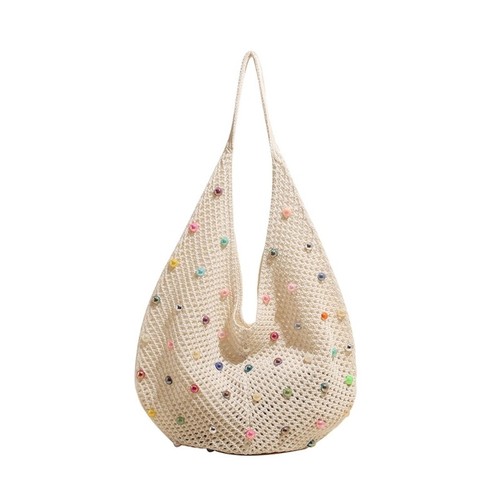 Women Bag Knitting Shoulder Bag Lovely Armpit Bag Trendy Handbag Beach Bag - Picture 3 of 11