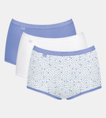 Sloggi Basic+ Maxi Brief 3 Pack In Blue/White Combination 10, 12, 14, 16, 18, 20