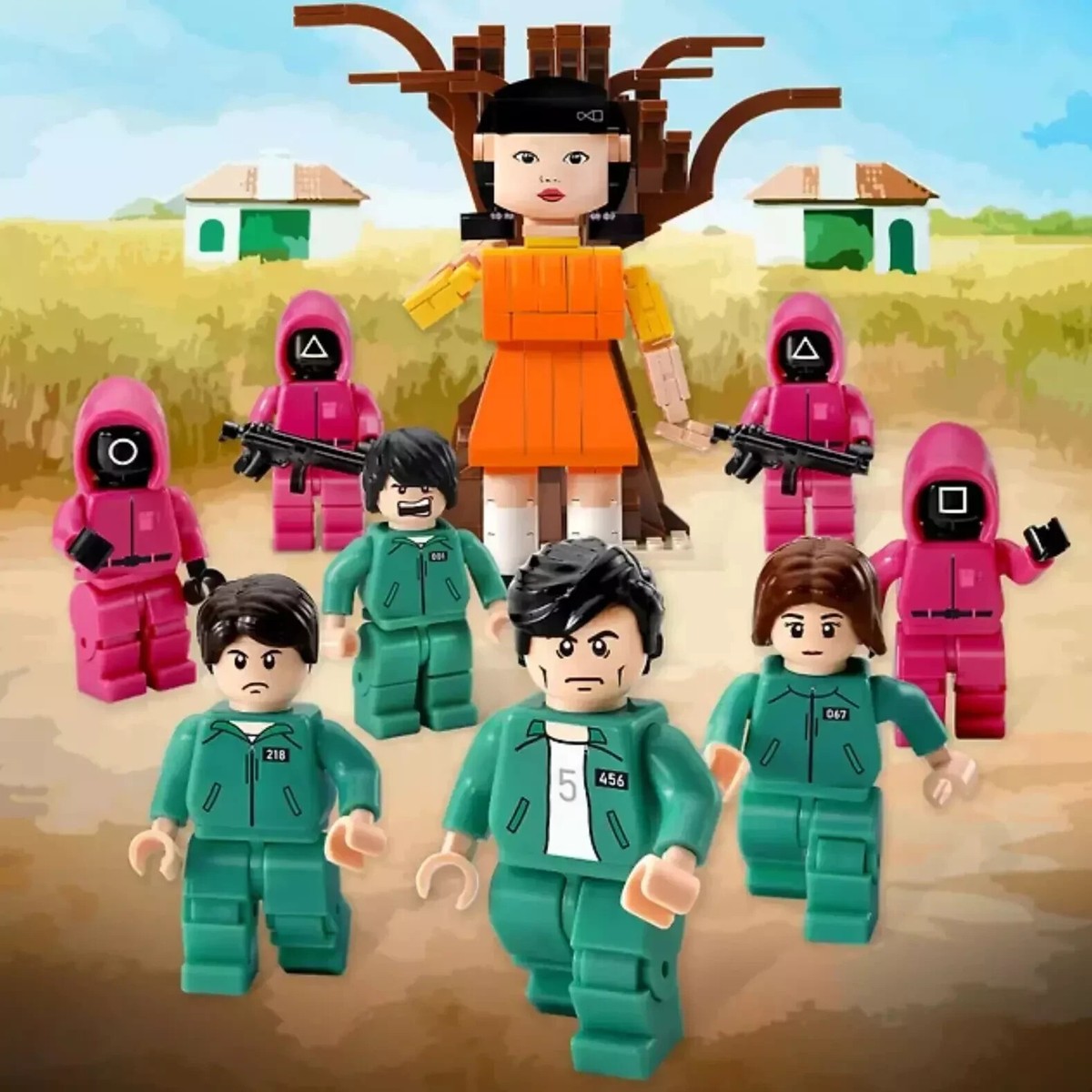 Netflix Squid Game 2 x Oxford Bricks Building Blocks /Red light
