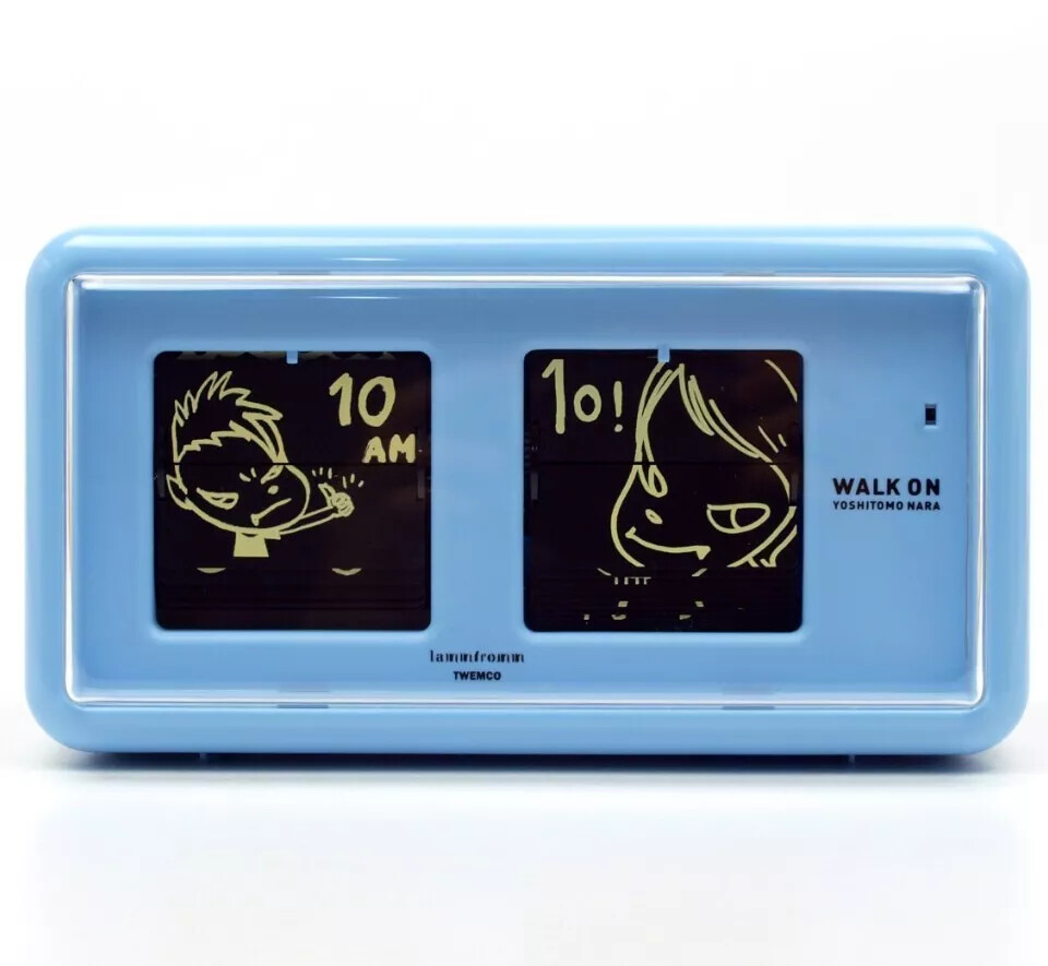 Yoshitomo Nara Walk On Flip Table Clock Beige/Blue/White/2001