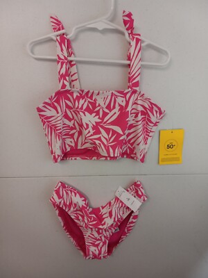 Gap Kids Summer 2022 girls sz 10 Large Phoebe Pink Floral 2-Piece Swimsuit  NWT