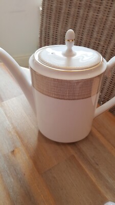 Wedgwood Vera Wang vergoldete Webart Weiß & Gold Kaffeekanne Neu UVP 199 