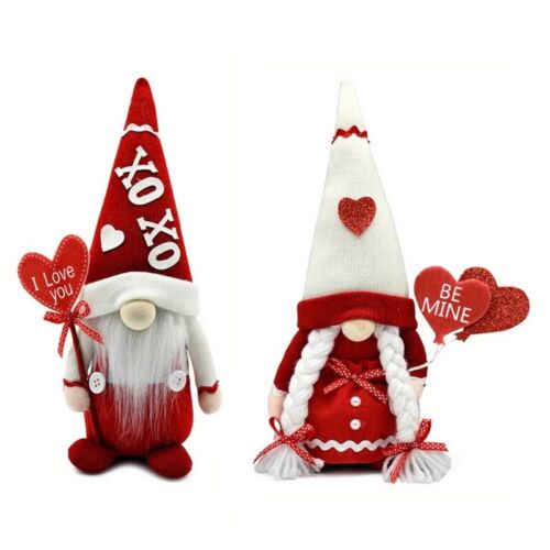 Valentine s Day Gnome Knitted Dolls for Housewarmings Gnomes Elves Harvest - Afbeelding 1 van 10