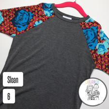 Lularoe Kids Unisex Boy's Girl's Sloan 3/4 Raglan Sleeve Jersey Tee Shirt 6 NWT