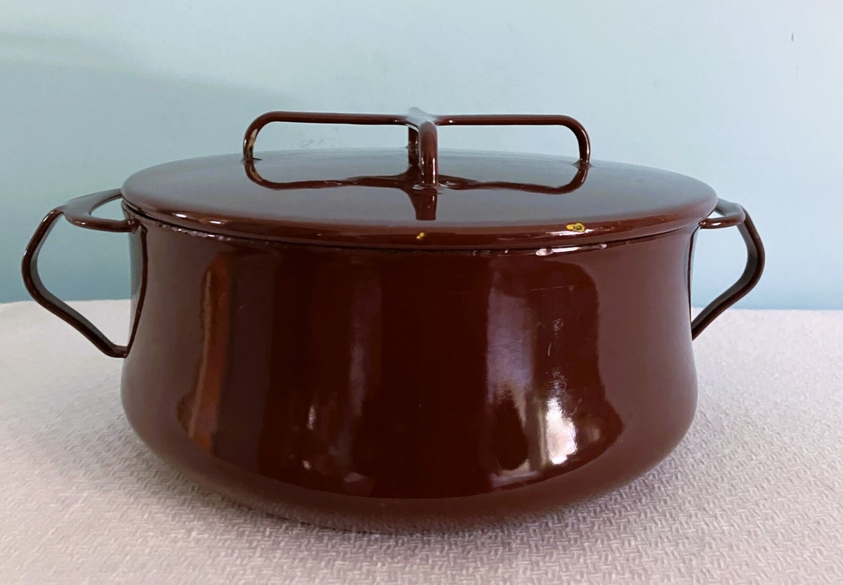 🔴 Vintage Dansk Kobenstyle Brown Enamel 2-4 Qt Covered Pan Pot