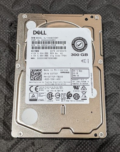 Dell 300GB 2.5" SAS HDD Enterprise Class AL14SXB30ENY 0377CF