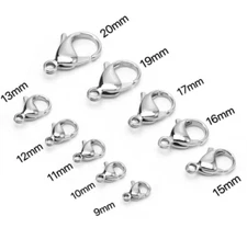 5pcs 316L Stainless Steel Lobster Clasp Hook Claw Clasp Findings 10/12/15/19mm