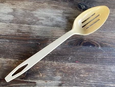 Vintage Tailor Made Beige Slotted Serving Spoon 11 1/2" Inch Plastic Nylon