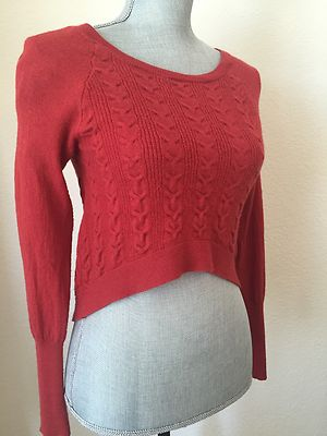 #ad Size S Anthropologie #x27;Sporadic Stitchery Pullover#x27; High Low Wool Sweater Orange $24.99