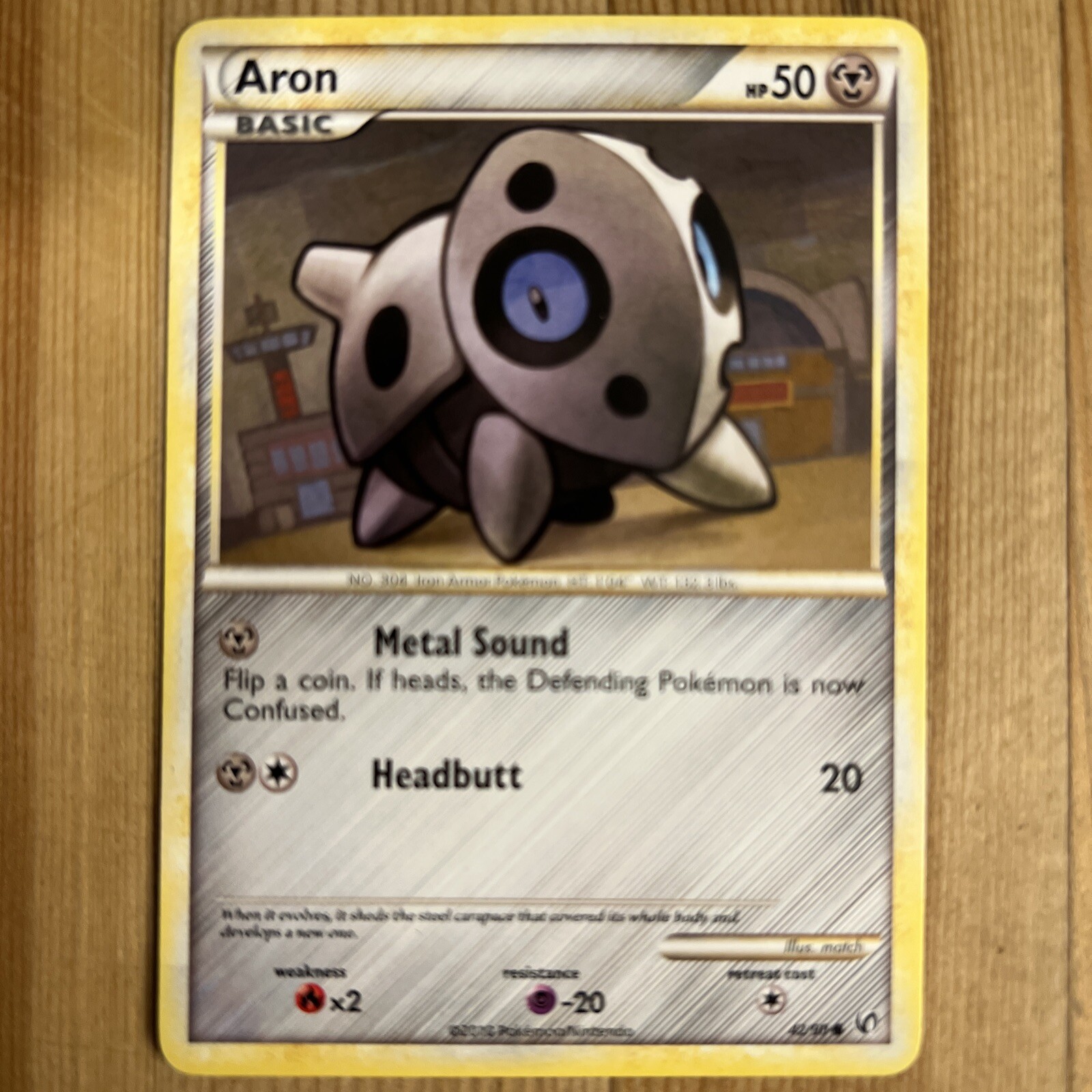 Pokemon TCG HGSS Undaunted Pokémon Aron 42/90 Common VLP