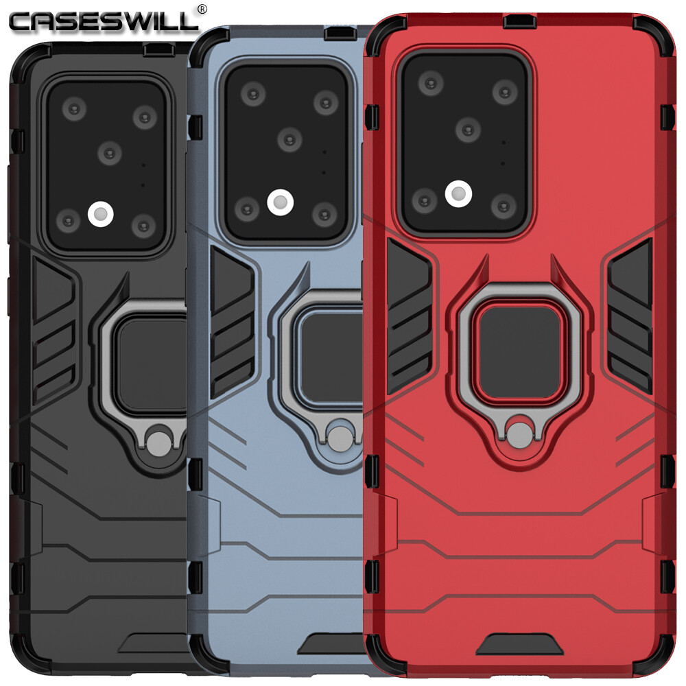 For-Samsung Galaxy S20 Ultra Plus Rugged Back Magnetic Ring Holder