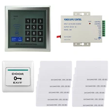 RFID Card Access Reader Password Keypad Door Gate Exit Button 12V 3A DC Power