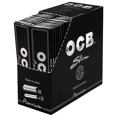 OCB Premium 50 x 32 Schwarz Long Slim Blättchen | 1 Box King Size Rolling Papers
