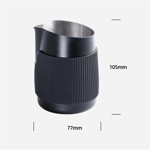 14oz Milk Frothing Pitcher Latte Coffee Cup with Anti-Scald Black Silicone - Picture 2 of 8