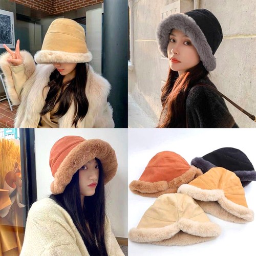Women's Fashion Solid Color Plush Faux Fur Mongolian Hat Thermal Ski Cap New - Picture 1 of 17