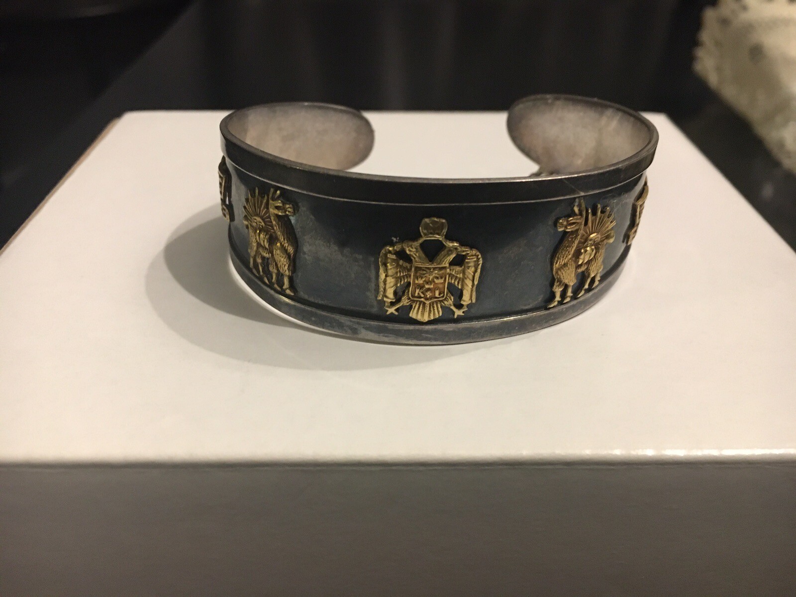 Rare Authentic Peruvian Silver Cuff Bracelet With… - image 3