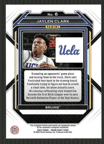 2023 Jaylen Clark Panini Prizm Draft Picks Rookie - Minnesota Timberwolves - Foto 2 di 2