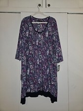 NWT Ellen Tracy Paisley Long Sleeve Shift Dress (2X)