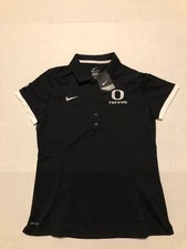 NIKE DRI FIT NWT Tennis Oregon Ducks  Black Large Polo Womens PAC-12 Team Issue