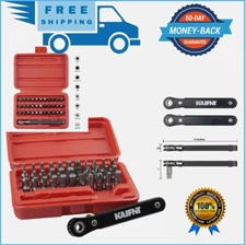 KAIFNT K402 Screwdriver Bit Set with Mini Ratchet Wrench 1/4-Inch Drive 34-Piece