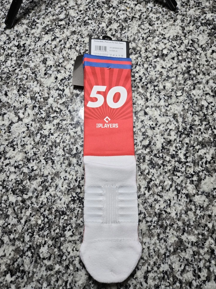 Strideline Los Angeles Dodgers Mookie Betts Red Crew Socks M/L Unisex - Image 4 of 4