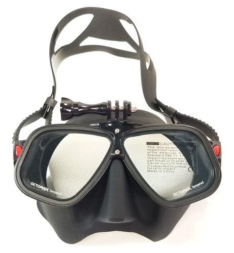 NEW Octomask Freediver Scuba Diving Mask GoPro Hero Camera Mount Black / Black - Picture 21 of 22