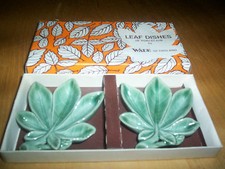 wade of england set of 2 green porcelain leaf design dishes made in ireland new