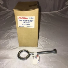 10 Pack True Value Eye Bolts With Nuts Zinc Plated Steel 3/8"-16 x 5" 434004 New