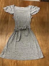 LOFT Grey Fit And Flare Midi Dress Size Small With Waist Belt- Excellent