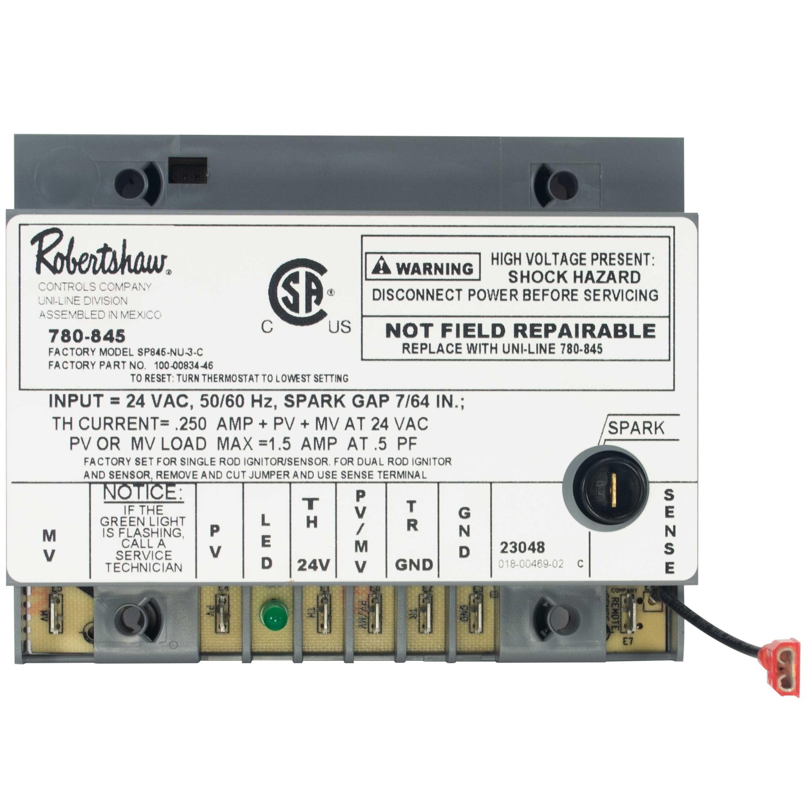 Robertshaw 780-845 Ignition Module Intermittent Pilot 24V SP845