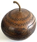 Vintage Hand-crafted African Woven Geometric Calabash Gourd Bowl with Lid 9"W — photo 1