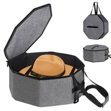 Hat Box For Women, Wide Brim Hat Carrier, Closet Storage Case, Gray