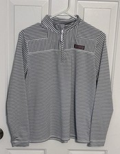 Vineyard Vines Pullover Shep Shirt 1/4 Zip Stretch Gray Stripe Teen Girl XL 16 