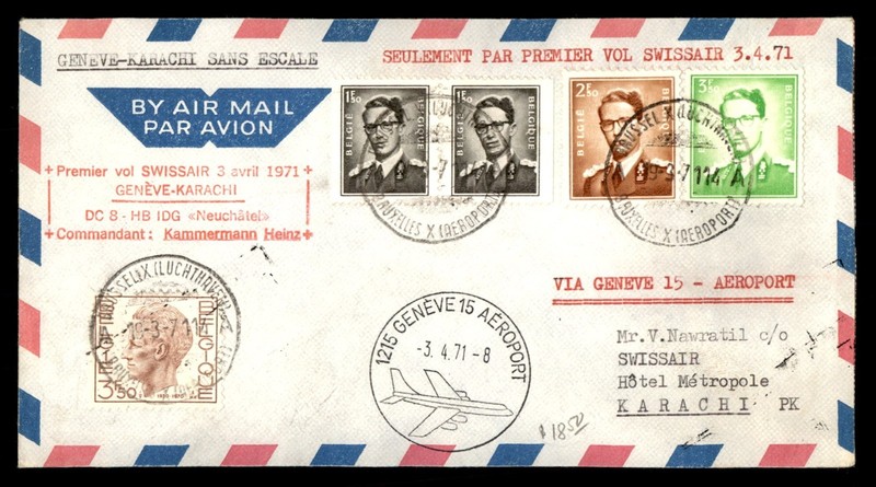 Mayfairstamps Belgium 1971 Geneve to Karachi air mail Cover cca_27083